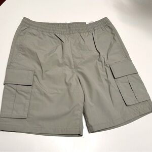 Sun + Stone Vintage Sage Cargo Shorts with Elastic Waistband, size M